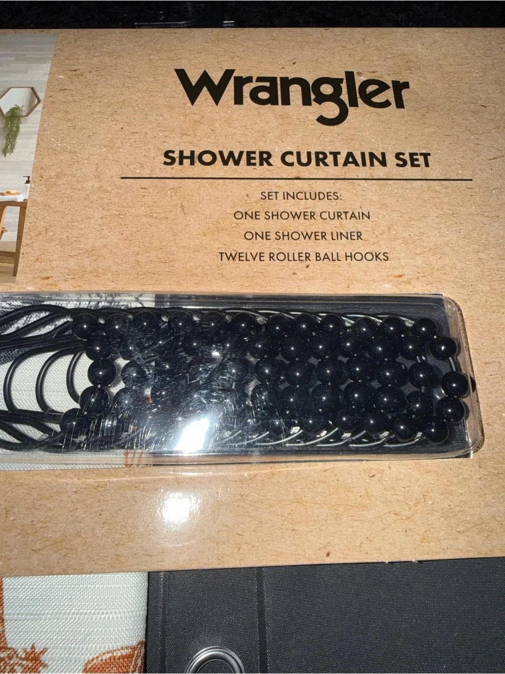 NEW Wrangler AUTUMN Pumpkin & Cowboy HAT & BOOTS Print Shower Curtain Set BLACK